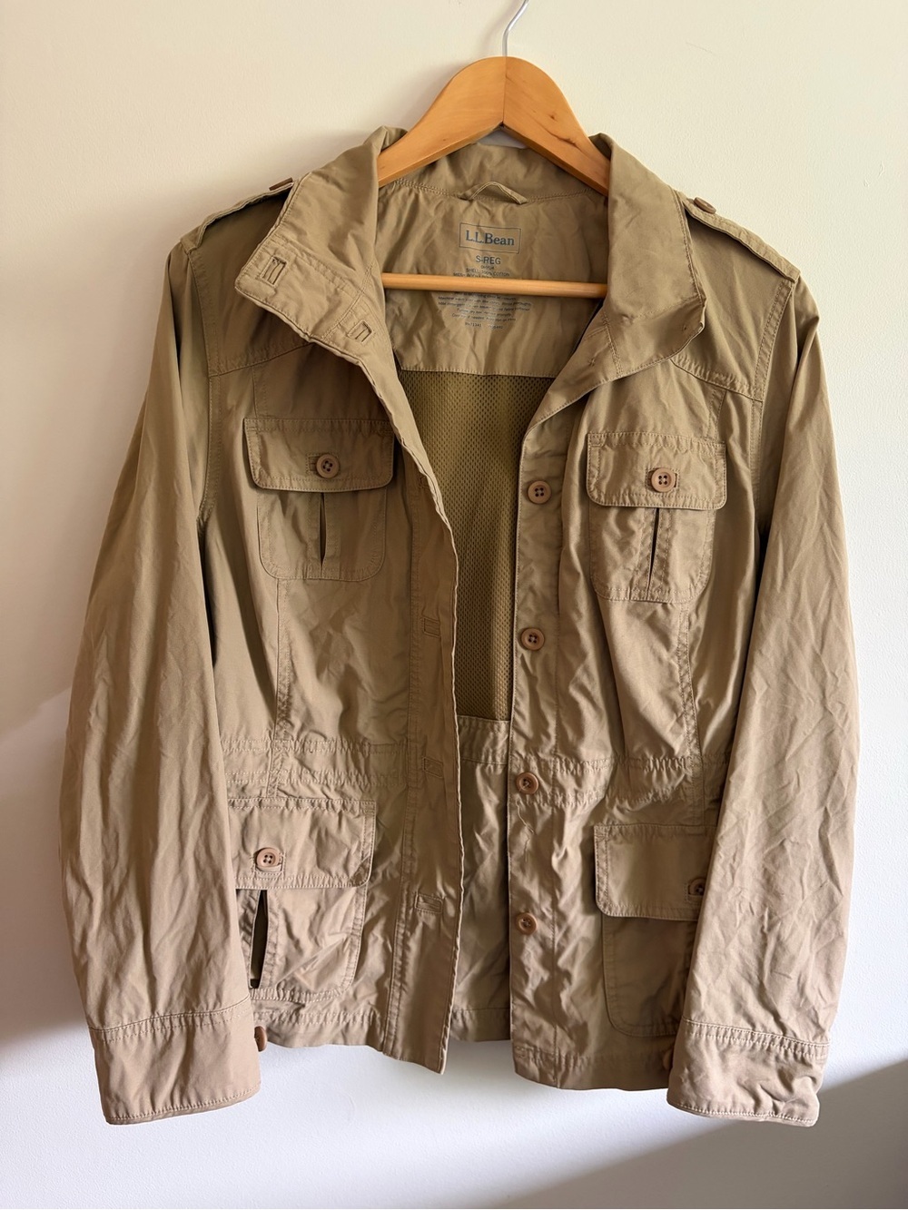L.L. BEAN- size small  lightweight utility field jacket in a classic tan color.